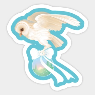 Barn Owl Carrying Sunrise Globe Sticker